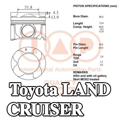 IAP QUALITY PARTS مكبس مزود بحلقات مكبس — Toyota Land Cruiser
