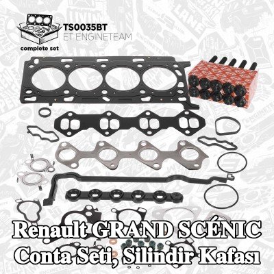ET ENGINETEAM Conta seti, silindir kapağı vida seti ile silindir kapağı, valf gövdesi contalı — 2005 Renault Grand Scénic