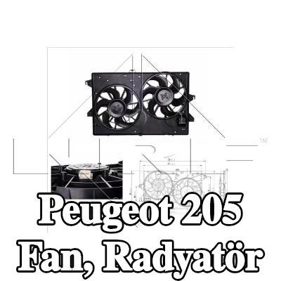 NRF Fan, radyatör 295mm, radyatör fanı kapağı olmadan — Peugeot 205