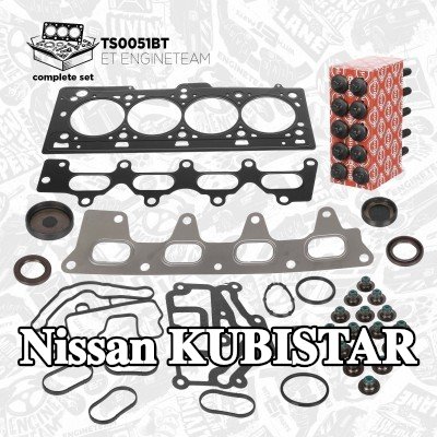 ET ENGINETEAM مجموعة حشيات, رأس الأسطوانة مع مجموعة براغي رأس الأسطوانة, مع أختام ساق الصمام — Nissan Kubistar