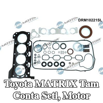 DR.MOTOR AUTOMOTIVE Tam Conta Seti, kam mili contalı motor, krank mili contası ile, silindir kafası contası ile, valf kapağı contası ile, valf gövdesi contalı, egzoz manifoldu contası ile (ler), emme manifoldu contası/contaları ile — Toyota Matrix