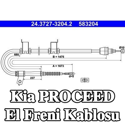 ATE El freni kablosu 1673mm — 2011 Kia Proceed