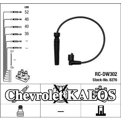 NGK مجموعة أسلاك الإشعال سوداء — 2003 Chevrolet Kalos