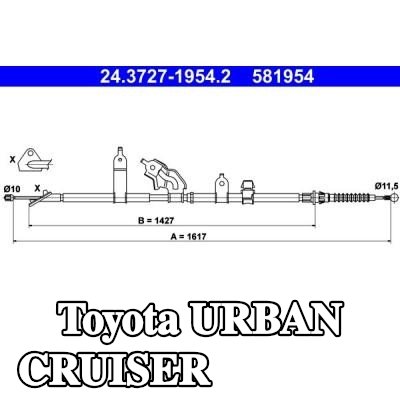 ATE كابل فرامل اليد 1617mm — 2008 Toyota Urban Cruiser