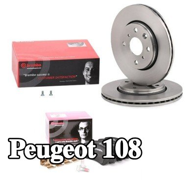 BREMBO مجموعة أقراص الفرامل والوسادات Prime, مزود بفتحات تهوية داخلية — Peugeot 108