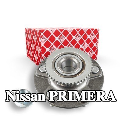 FEBI BILSTEIN طقم محمل العجلة للمحور الخلفي الأيسر, المحور الخلفي الأيمن, محمل العجلة المدمج في محور العجلة, مع حلقة مستشعر ABS, مع محور العجلة, مع صمولة المحور — Nissan Primera
