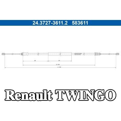 ATE كابل فرامل اليد 1292mm — 2014 Renault Twingo