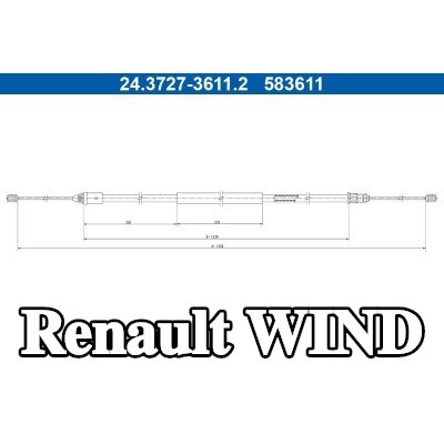 ATE كابل فرامل اليد 1292mm — Renault Wind
