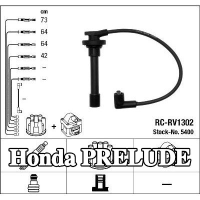 NGK مجموعة أسلاك الإشعال سوداء — Honda Prelude