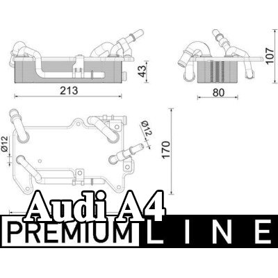 MAHLE مبرد زيت ناقل الحركة الأوتوماتيكي بدون حشية/مانع تسرب — Audi A4