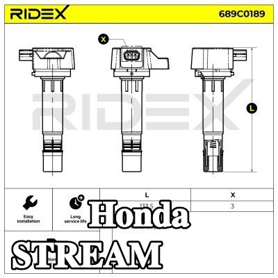 RIDEX موصل ملف الإشعال ذو 3 أطراف — Honda Stream