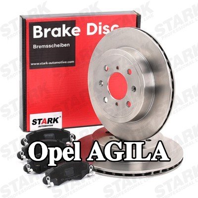 STARK مجموعة أقراص الفرامل والوسادات للمحور الأمامي, مُهوى — 2000 Opel Agila