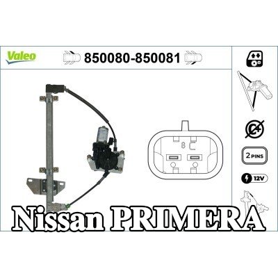 VALEO مُحرك نافذة أمامي أيسر, كهربائي, مع محرك كهربائي — 2000 Nissan Primera