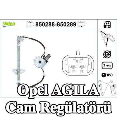 VALEO Cam regülatörü Sağ Ön, Elektrikli, elektrik motorlu — 2000 Opel Agila