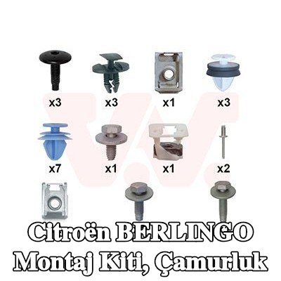 VAN WEZEL Montaj Kiti, çamurluk — Citroën Berlingo