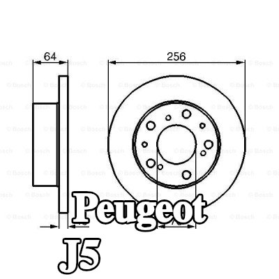 BOSCH القطر الخارجي لقرص المكابح: 256mm, صلب, مطلي, مع مسامير/براغي — Peugeot J5
