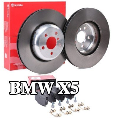 BREMBO مجموعة أقراص الفرامل والوسادات Prime, محور قرص الفرامل من الألومنيوم, مزود بفتحات تهوية داخلية, قرص مكابح ثنائي الأجزاء — BMW X5