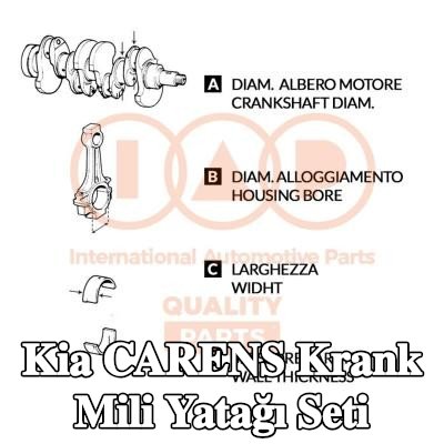 IAP QUALITY PARTS Krank mili yatağı seti — 2016 Kia Carens