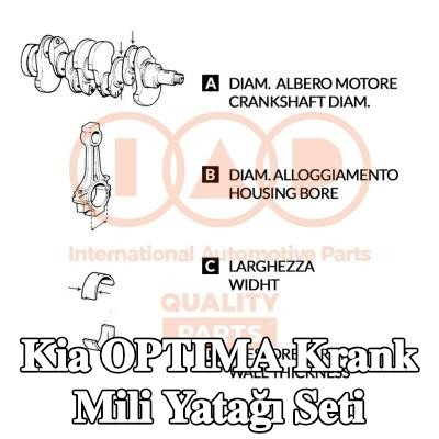 IAP QUALITY PARTS Krank mili yatağı seti — 2016 Kia Optima