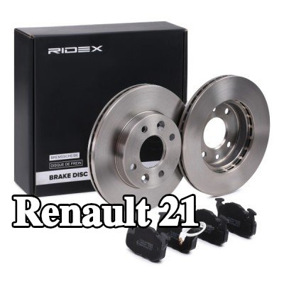 RIDEX مجموعة أقراص الفرامل والوسادات للمحور الأمامي, مُهوى — Renault 21