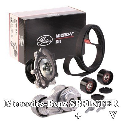 GATES مضخة المياه + مجموعة الحزام المضلع على شكل V مع مضخة المياه, مجموعة Micro-V, Micro-V® Stretch Fit™ — 2012 Mercedes-Benz Sprinter