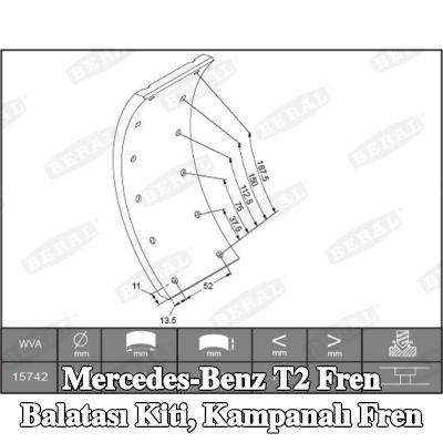 BERAL Fren Balatası Kiti, kampanalı fren — Mercedes-Benz T2