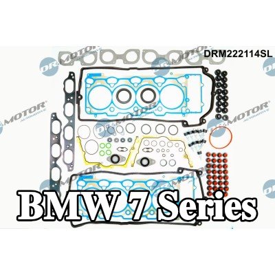 DR.MOTOR AUTOMOTIVE مجموعة حشيات كاملة, محرك مزود بمانع تسرب عمود الكامات, مع حشية رأس الأسطوانة, مع حشية غطاء الصمام, مع أختام ساق الصمام, مع حشية (حشيات) مشعب العادم, مع حشية (حشيات) مشعب السحب — 2002 BMW 7 Series
