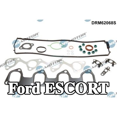 DR.MOTOR AUTOMOTIVE مجموعة حشيات, رأس الأسطوانة مع مانع تسرب عمود الكامات, مع حشية غطاء الصمام, مع أختام ساق الصمام, بدون حشية رأس الأسطوانة, مع حشية (حشيات) مشعب العادم, مع حشية (حشيات) مشعب السحب — Ford Escort