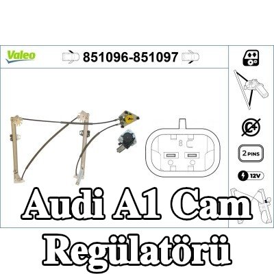 VALEO Sol ön cam regülatörü, Elektrikli, elektrik motorlu — Audi A1