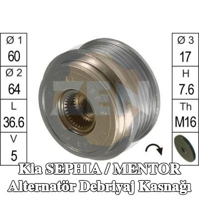 ERA Alternatör debriyaj kasnağı — Kia Sephia / Mentor