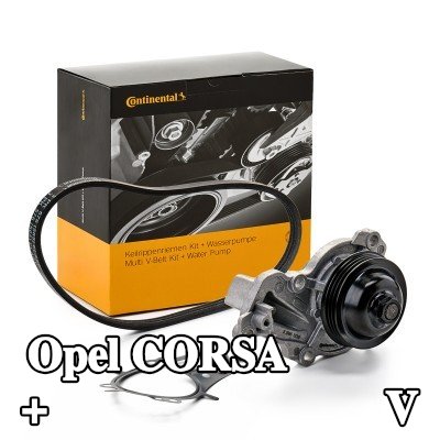 CONTITECH مضخة الماء + مجموعة الحزام المضلع على شكل V — Opel Corsa