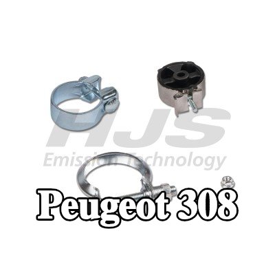 HJS طقم تركيب العادم مع مشبك — Peugeot 308