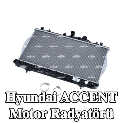 NRF Motor radyatörü Alüminyum, montaj parçaları ile — 2000 Hyundai Accent