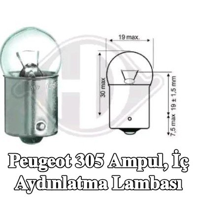 DIEDERICHS Ampul, İç Mekan Işığı Uzun Ömürlü — Peugeot 305