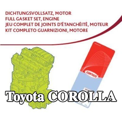 CORTECO مجموعة حشيات كاملة, محرك مزود بأختام صمامات, بدون حشية عمود الكامات, بدون حشية رأس الأسطوانة — 1998 Toyota Corolla