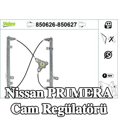 VALEO Sol ön cam regülatörü, Elektrikli, elektrik motoru olmadan — Nissan Primera
