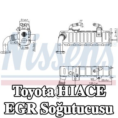 NISSENS Conasız/sızdırmazlık elemanı olmayan EGR soğutucu, sensörsüz, vakum baypas olmadan — 2012 Toyota Hiace