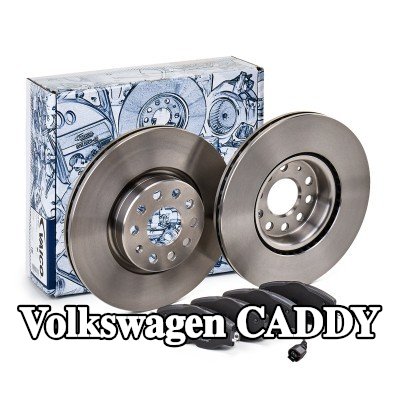 VAICO مجموعة أقراص الفرامل والوسادات للمحور الأمامي, مُهوى, مع وسادات المكابح — Volkswagen Caddy