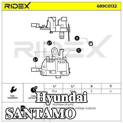 RIDEX موصل ملف الإشعال ذو 3 أطراف — Hyundai Santamo