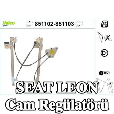 VALEO Cam regülatörü Sağ Ön, Elektrikli, elektrik motoru olmadan — 2012 SEAT Leon
