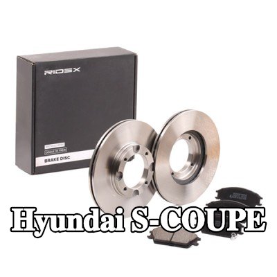 RIDEX مجموعة أقراص الفرامل والوسادات للمحور الأمامي, مُهوى, مزود بفتحات تهوية داخلية — Hyundai S-coupe