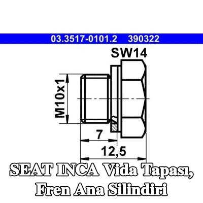 ATE Vida tapası, fren ana silindiri — SEAT Inca