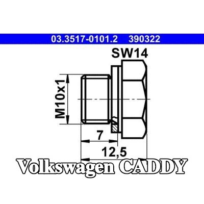 ATE سدادة لولبية، أسطوانة الفرامل الرئيسية — Volkswagen Caddy