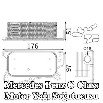 MAHLE Conta/sızdırmazlık elemanları ile motor yağı soğutucusu — 2012 Mercedes-Benz C-Class