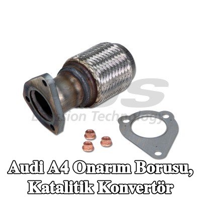 HJS Onarım borusu, katalitik konvertör Ön, flanş ile, montaj parçaları ile — Audi A4