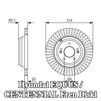 BOSCH Fren diski Dış Çap: 314mm, Havalandırmalı, Yağlanmış — Hyundai Equus / Centennial