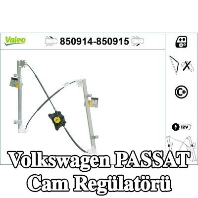VALEO Sol ön cam regülatörü, Elektrikli, elektrik motoru olmadan — 2012 Volkswagen Passat