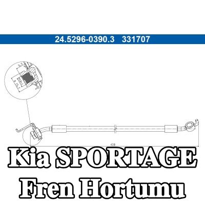 ATE Fren hortumu 420mm, banjo cıvatası olmadan — 2017 Kia Sportage