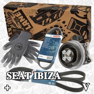 ET ENGINETEAM مضخة مياه + طقم حزام مضلع على شكل V مع حشية/موانع تسرب — SEAT Ibiza