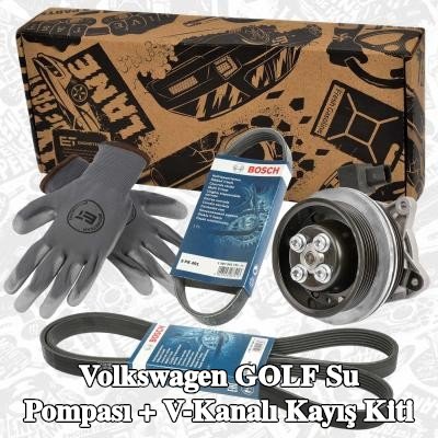 ET ENGINETEAM Conta/sızdırmazlık elemanlı Su Pompası + V-Yivli Kayış Kiti — Volkswagen Golf
